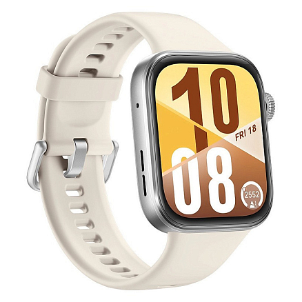 Умные часы Huawei Watch FIT 4 (серебристый, с бежевым силиконовым ремешком, международная версия)