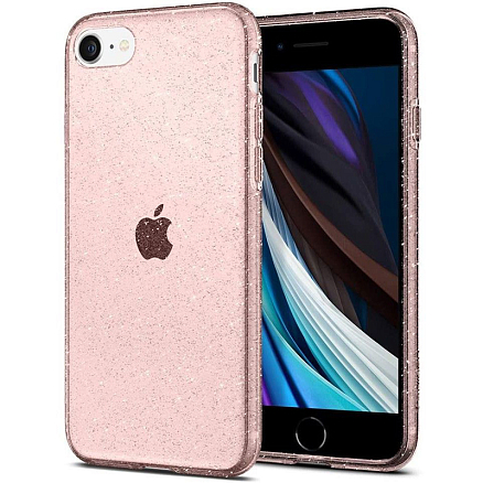 Чехол для iPhone 7, 8, SE 2020, SE 2022 гелевый ультратонкий Spigen Liquid Crystal Glitter прозрачный розовый