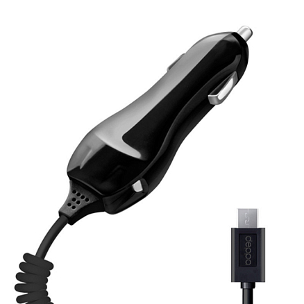 Зарядное устройство автомобильное 1A с MicroUSB кабелем 1,2 м Deppa 22105 черное