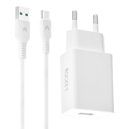 Зарядное устройство сетевое c USB входом 10.5W и кабелем Type-C Rocket Base Combo белое