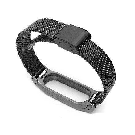 Сменный браслет для Xiaomi Mi Band 2 миланское плетение черный