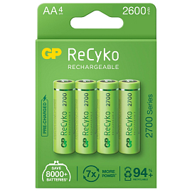 Аккумуляторы AA (пальчиковые большие) Ni-Mh 2600мАч GP Gift box комплект 4 шт.