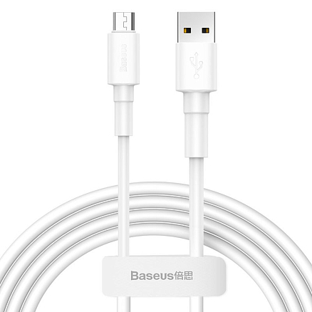 Кабель USB - MicroUSB для зарядки 1 м 2.4А Baseus Mini белый