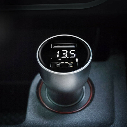 Зарядное устройство автомобильное с двумя USB входами 2.4А 18W Xiaomi ZMI AP621 (быстрая зарядка QC 3.0) серебристое