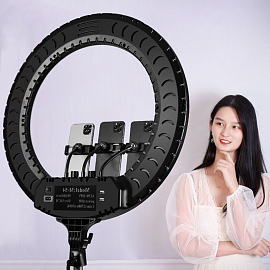 Кольцевая лампа диаметром 54 см с пультом ДУ RL-21 (три крепления для телефонов) черная