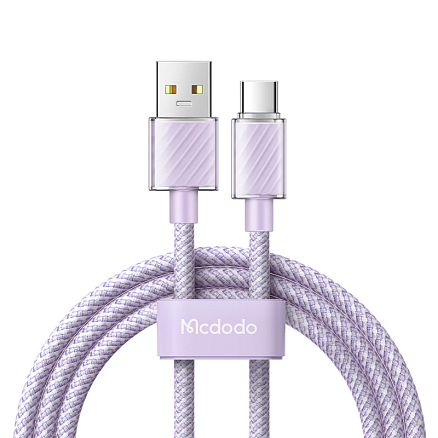 Кабель Type-C - USB 2.0 для зарядки 1,2 м 6А 100W плетеный McDodo CA-3652 (быстрая зарядка Huawei, QC) фиолетовый