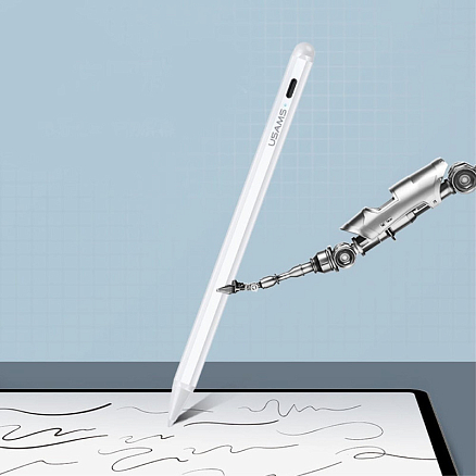 Стилус активный для Apple iPad тонкий 1,2 мм Usams ZB135 белый
