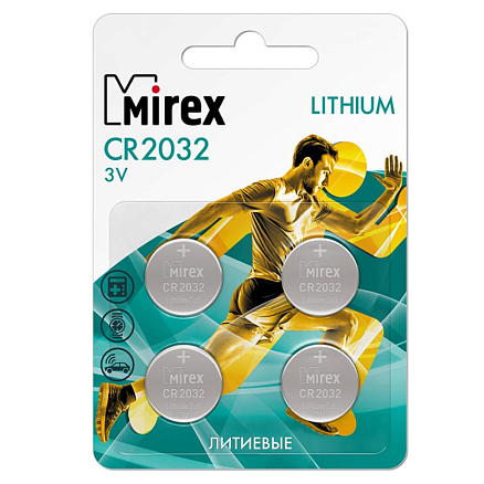 Батарейка CR2032 литиевая Mirex упаковка 4 шт.