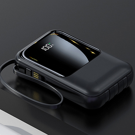 Внешний аккумулятор PowerBank DX467 10000мАч (USB, Type-C, MicroUSB, Lightning, QC, PD, 18Вт) черный