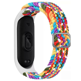 Сменный браслет для Xiaomi Mi Smart Band 3, 4, 5, 6 текстильный Hurtel Fabric Multicolor белый