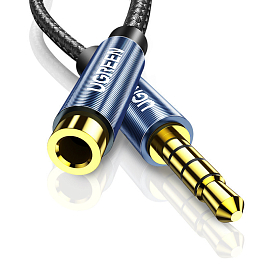 Кабель-удлинитель 3,5 мм - 3,5 мм (папа - мама) с поддержкой микрофона 1,5 м Ugreen AV118 черный