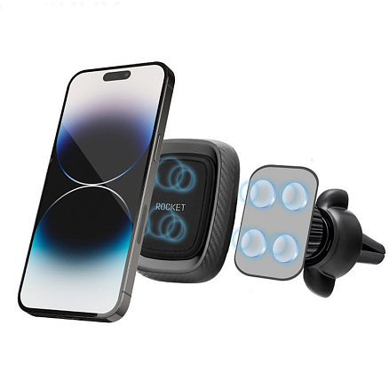 Держатель автомобильный в решетку обдува магнитный Rocket Fix черный