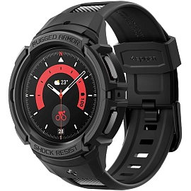 Чехол с ремешком для Samsung Galaxy Watch 5 Pro 45 мм гелевый Spigen Rugged Armor Pro черный