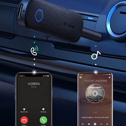 Bluetooth аудио адаптер (ресивер) разъем 3,5 мм Ugreen CM403 с громкой связью черный