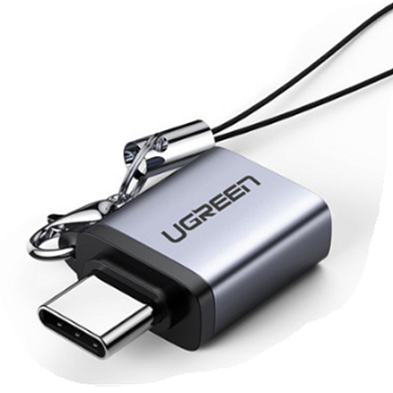 Переходник Type-C - USB 3.0 (папа - мама) Ugreen US270 серый
