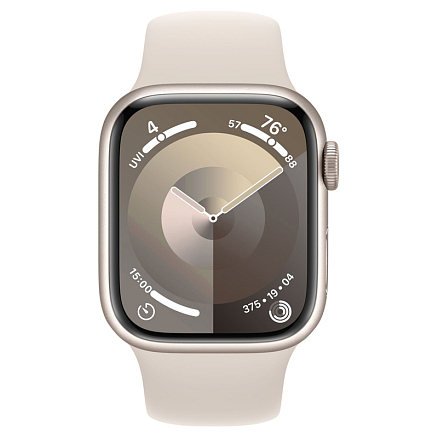 Умные часы Apple Watch 9 45 мм с силиконовым ремешком M/L алюминиевые сияющая звезда