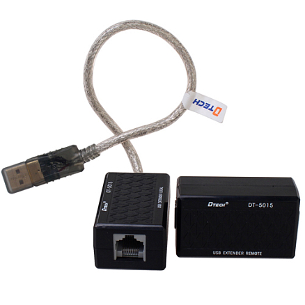Удлинитель USB (USB Extender) до 60 метров по витой паре Dtech DT-5015 с питанием