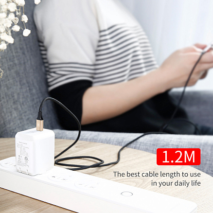 Кабель Type-C - MicroUSB, Lightning 1,2 м 3A плетеный Baseus Rapid черно-золотистый