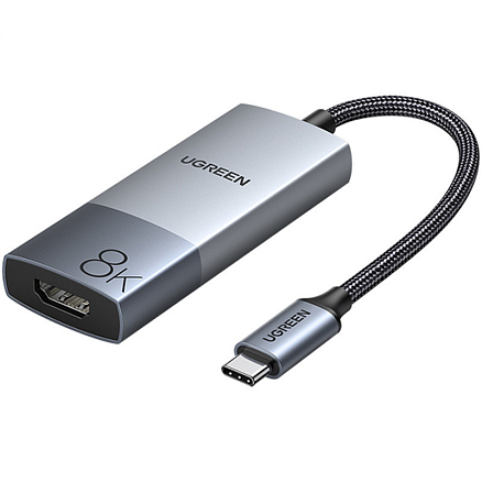 Хаб (разветвитель) Type-C - HDMI 2.1 4K (папа - мама) длина 20 см Ugreen CM491 серый