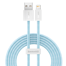 Кабель Type-C - Lightning для зарядки 2 м 20W плетеный Baseus Dynamic (быстрая зарядка PD) голубой