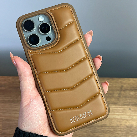 Чехол для iPhone 15 Pro Max кожаный Santa Barbara Polo & Racquet Club Clyde коричневый