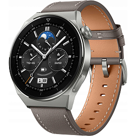Умные часы Huawei Watch GT 3 Pro ODN-B19 с кожаным ремешком серые
