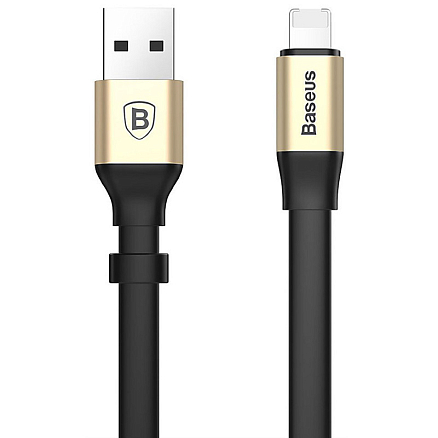 Кабель USB - MicroUSB, Lightning для зарядки 23 см 2А плоский Baseus Portable золотистый