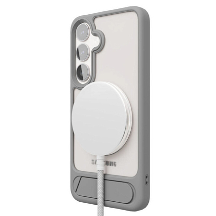 Чехол для Samsung Galaxy S25 Ultra гибридный с подставкой VLP Reels Magsafe прозрачно-серый