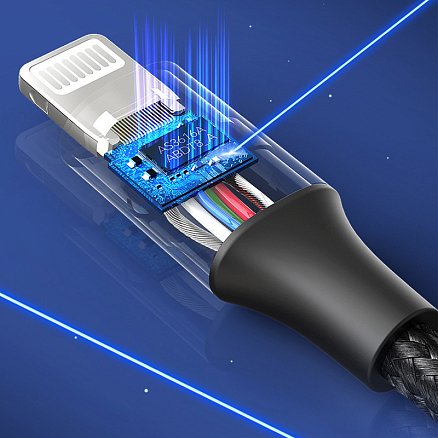 Кабель Type-C - Lightning для зарядки 2 м 3А MFi плетеный Ugreen US304 (быстрая зарядка PD) черный