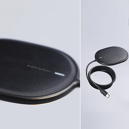 Беспроводная магнитная зарядка MagSafe для iPhone 15W с Type-C Baseus Light BS-W518 черная