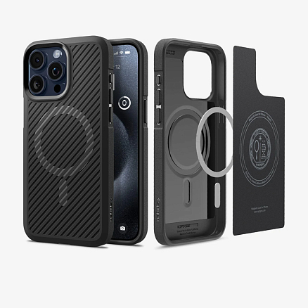 Чехол для iPhone 15 Pro гелевый Spigen Core Armor MagFit матовый черный