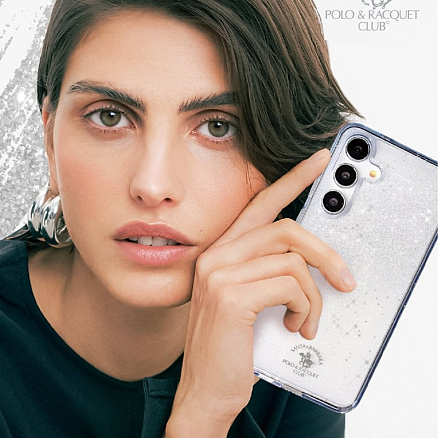 Чехол для Samsung Galaxy S24 силиконовый с блестками Santa Barbara Polo & Racquet Club Aimee прозрачный