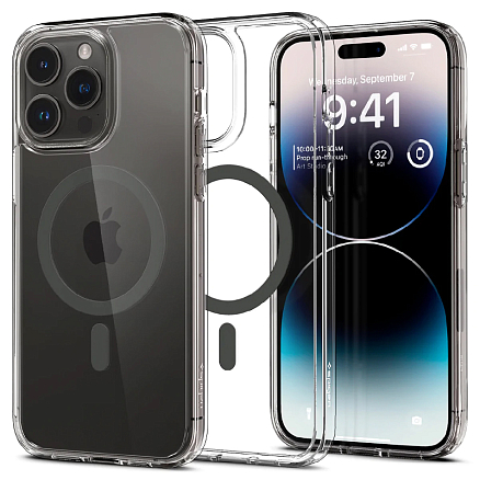 Чехол для iPhone 14 Pro Max гибридный Spigen Ultra Hybrid MagSafe прозрачно-серый