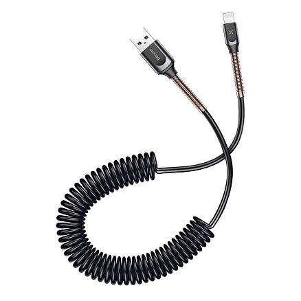 Кабель USB - Lightning для зарядки iPhone 1,2 м 2А витой Baseus Double Spring черно-золотистый