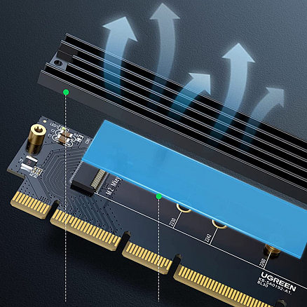 Адаптер PCI-E 4.0 - M.2 NVME для SSD Ugreen CM465 черный