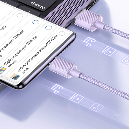 Кабель Type-C - USB 2.0 для зарядки 1,2 м 6А 100W плетеный McDodo CA-3652 (быстрая зарядка Huawei, QC) фиолетовый