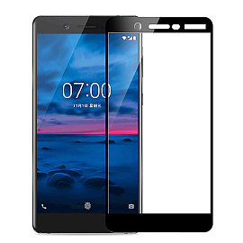 Защитное стекло для Nokia 7 на весь экран противоударное черное