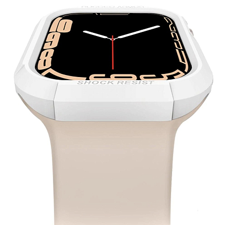 Чехол для Apple Watch 44 и 45 мм гелевый Spigen Rugged Armor белый