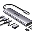 Хаб (разветвитель) Type-C - HDMI 4K 30Hz, 2 х USB 3.0, Type-C, Type-C PD 100W с картридером SD и MicroSD Ugreen CM195-15214 серый