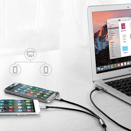 Кабель USB - MicroUSB, Type-C 1,5 м 2.4A Ugreen US196 черный