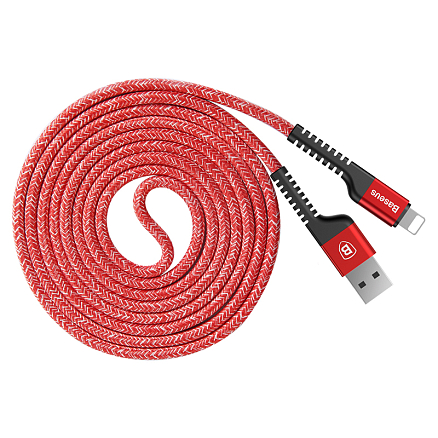 Кабель USB - Lightning для зарядки iPhone 1,5 м 2А плетеный Baseus Confidant красный