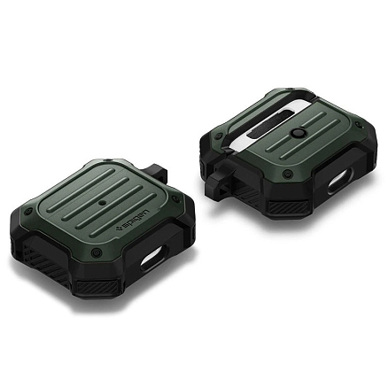 Чехол для наушников AirPods 3 силиконовый с карабином Spigen Tough Armor хаки