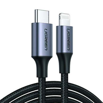 Кабель Type-C - Lightning для зарядки 1,5 м 3А MFi Ugreen US304 (быстрая зарядка PD) черный