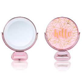Кольцевая лампа-подсветка с зеркалом для селфи на телефон Remax Moon Mirror ML-03 розовая
