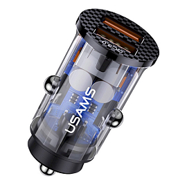 Зарядное устройство автомобильное с двумя USB входами 36W Usams US-CC122 C23 (быстрая зарядка QC 3.0) черное