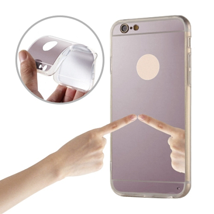 Чехол для iPhone 4, 4S гелевый GreenGo Mirror розовое золото