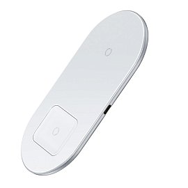 Беспроводная зарядка 2-в-1 для телефона и AirPods Baseus Simple (быстрая зарядка) белая