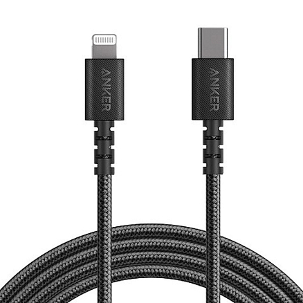 Кабель Lightning - Type-C длина 0.9 м 18W MFi плетеный Anker Powerline Select+ (быстрая зарядка) черный