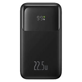 Внешний аккумулятор Baseus Comet Digital с встроенным кабелем 2хType-C 20000мАч (USB, Type-C, быстрая зарядка PD, QC, ток 2.4А, 22.5Вт) черный