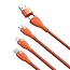 Кабель USB, Type-C - Lightning, MicroUSB, Type-C 1,2 м 5A 100W плетеный Baseus Flash (быстрая зарядка Huawei, PD, QC) оранжевый 